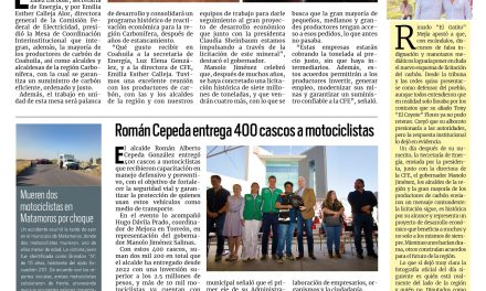 Portada RCG Lagunera [25 de octubre de 2025] Trabajan por impulsar la economía estatal con pedidos de carbón; Román Cepeda entrega 400 cascos a motociclistas y más…
