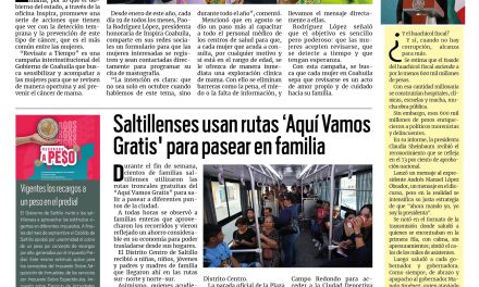 Portada RCG Media [6 de octubre de 2025] Inspira promueve la prevención y detección del cáncer de mama; saltillenses usan rutas ‘Aquí Vamos Gratis’ para pasear en familia y más…