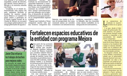 Portada RCG Media [7 de octubre de 2025] Coahuila se consolida como el estado industrializado más seguro; fortalecen espacios educativos de la entidad con programa Mejora y más…
