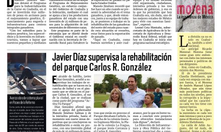 Portada RCG Media [11 de octubre de 2025] Manolo Jiménez refuerza al programa de apoyo a ganaderos de Coahuila; Javier Díaz supervisa la rehabilitación del parque Carlos R. González y más…