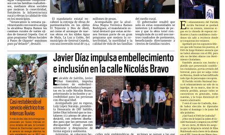 Portada RCG Media [21 de octubre de 2025] Obras sociales avanzan en todo Coahuila: Manolo Jiménez; Javier Díaz impulsa embellecimiento e inclusión en la calle Nicolás Bravo y más…