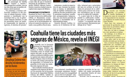 Portada RCG Media [27 de octubre de 2025] Tiene Saltillo una de las calificaciones más altas de Standard & Poor’s; Coahuila tiene las ciudades más seguras de México y más…