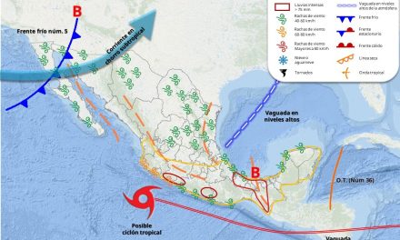 Fuertes lluvias y vientos azotan México por zona de baja presión y frente frío número 5