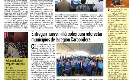 Portada RCG Carbonífera [5 de noviembre de 2025] Se fortalecen los indicadores económicos de Coahuila; entregan árboles para reforestar la región y más…
