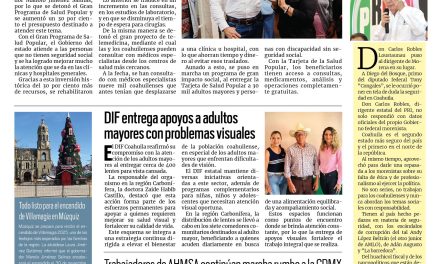 Portada RCG Carbonífera [29 de noviembre de 2025] Coahuila realiza inversión histórica en salud; DIF entrega apoyos a adultos mayores con problemas visuales y más