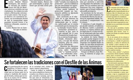 Portada RCG Fronteriza [3 de noviembre de 2025] Inseguridad del país cobra la vida de un héroe en Uruapan; se fortalecen las tradiciones en Acuña con el Desfile de las Ánimas y más…