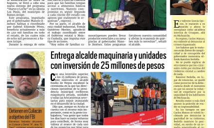 Portada RCG Fronteriza [5 de noviembre de 2025] Programa de ‘Huevo y Leche’ beneficia a familias de Ramos Arizpe; entrega alcalde maquinaria y unidades con inversión de 25 millones de pesos y más…