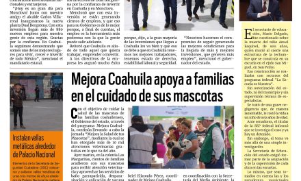 Portada RCG Fronteriza [12 de noviembre de 2025]  Siguen llegando nuevos empleos a Coahuila: Manolo Jiménez; Mejora Coahuila apoya a familias en el cuidado de sus mascotas y más noticias…