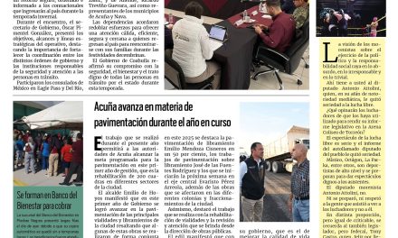 Portada RCG Fronteriza [22 de noviembre de 2025] Coahuila fortalece el Operativo Bienvenidos Paisanos 2025; Acuña avanza en materia de pavimentación durante el año en curso y más noticias…
