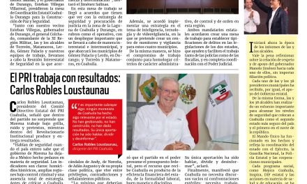 Portada RCG Fronteriza [28 de noviembre de 2025] Coahuila y Durango coordinan acciones de seguridad; el PRI trabaja con resultados: Carlos Robles Loustaunau y más…