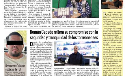 Portada RCG Lagunera [5 de noviembre de 2025] Programa de ‘Huevo y Leche’ beneficia a familias de Ramos Arizpe; Román Cepeda reitera su compromiso con la seguridad y tranquilidad de los torreonenses y más…