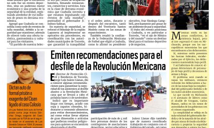 Portada RCG Lagunera [16 de noviembre de 2025] Juego de México deja millones en derrama: Manolo; Entrega gobernador nuevo cuartel de Policía Estatal y más…