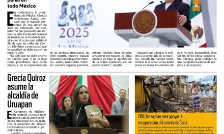 Portada RCG Nacional e Internacional [5 de noviembre de 2025] El acoso no debe ocurrir en nuestro país: Sheinbaum; Grecia Quiroz asume la alcaldía de Uruapan y más…