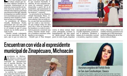 Portada RCG Nacional e Internacional [6 de noviembre de 2025] Federación presenta el Plan Integral Contra el Abuso Sexual; encuentran con vida al expresidente municipal de Zinapécuaro, Michoacán y más…