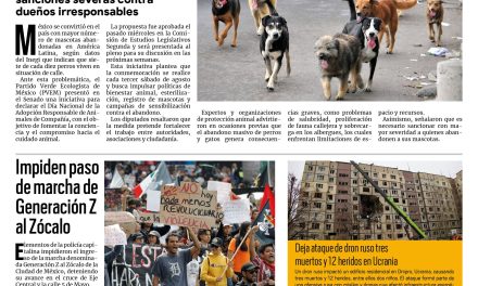 Portada RCG Nacional e Internacional [9 de noviembre de 2025] México, el país con más mascotas abandonadas en América Latina; Impiden paso de marcha de Generación Z al Zócalo y más…