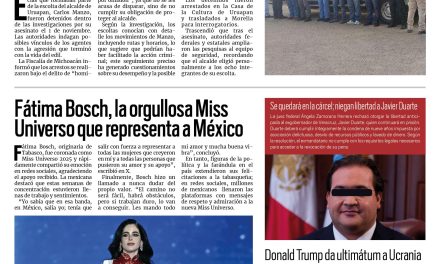 Portada RCG Nacional e Intencional [22 de noviembre de 2025] Fiscalía investiga a siete escoltas de Manzo; Fátima Bosch, la orgullosa Miss Universo que representa a México y más noticias…