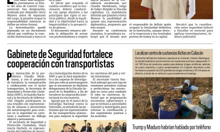 Portada RCG Nacional e Internacional [29 de noviembre de 2025] Ernestina Godoy es designada como titular de la FGR; Gabinete de Seguridad fortalece cooperación con transportistas y más…