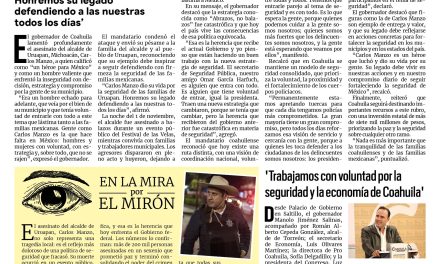 Portada RCG Media [4 de noviembre de 2025] Carlos Manzo, un héroe para México: Manolo Jiménez; ‘trabajamos con voluntad por la seguridad y la economía de Coahuila’ y más…