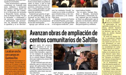Portada RCG Media [11 de noviembre de 2025] Manolo Jiménez entrega el premio estatal ‘Yo por la Inclusión’; avanzan obras de ampliación de centros comunitarios de Saltillo y más noticias…