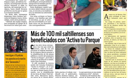 Portada RCG Media [18 de noviembre de 2025] Inspira Coahuila llega a todas las comunidades del estado; más de 100 mil saltillenses beneficiados con ‘Activa tu Parque’ y más noticias…