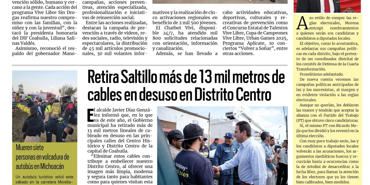 Portada RCG Media [23 de noviembre de 2025] Programa Vive Sin Drogas llega a todas las regiones; Impulsa Ramos Arizpe el deporte infantil y juvenil y más…