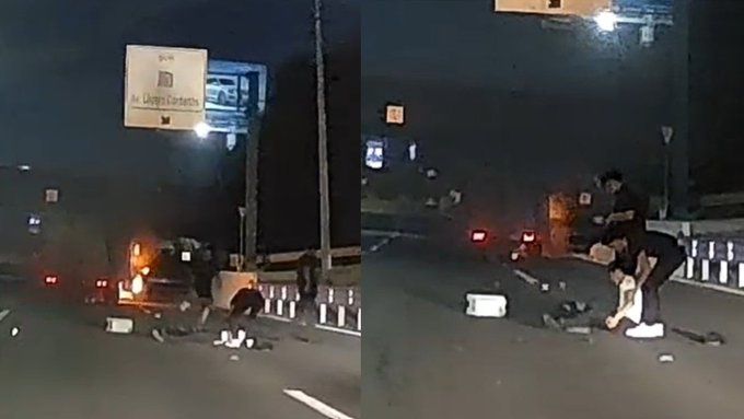 Cuatro jóvenes saltan de camión en llamas en pleno bulevar de Guadalupe, Nuevo León