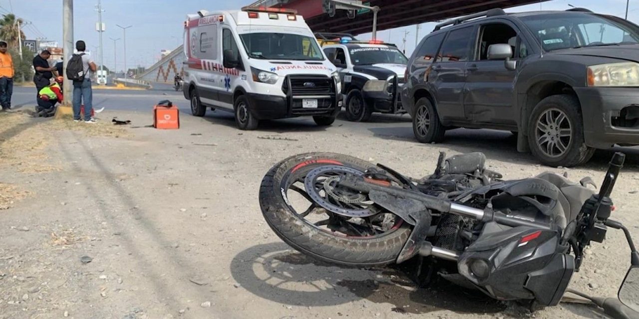 Motociclista resulta lesionado tras ser arrollado en Ramos Arizpe