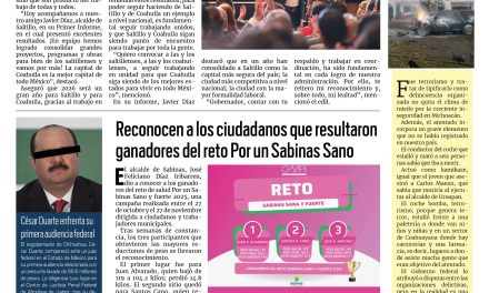Portada RCG Carbonífera [10 de diciembre de 2025] Coahuila tiene la mejor capital de todo México: Manolo; reconocen a ganadores del reto Por un Sabinas Sano y más