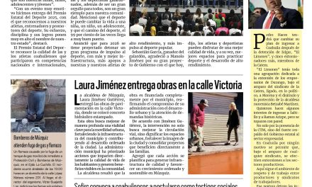 Portada RCG Carbonífera [13 de diciembre de 2025] Consolidaremos el deporte de nuestro estado: Manolo Jiménez; Laura Jiménez entrega obras en la calle Victoria y más