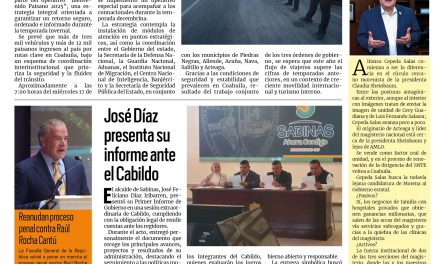 Portada RCG Carbonífera [19 de diciembre de 2025] Coahuila da la bienvenida a miles de paisanos con operativo especial ; José Díaz presenta su informe ante el Cabildo y más