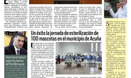 Portada RCG Fronteriza [4 de diciembre de 2025] Coahuila se alista para ampliación del Puente Internacional II; éxito en la jornada de esterilización de 100 mascotas y más