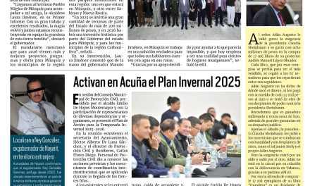Portada RCG Fronteriza [11 de diciembre de 2025] Vienen grandes cosas para la región Carbonífera: Manolo Jiménez; activan Plan Invernal 2025 en Acuña y más