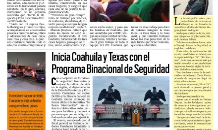 Portada RCG Fronteriza [18 de diciembre de 2025] Manolo Jiménez y DIF Coahuila organizan posadas para casas hogar; inicia Coahuila y Texas Programa Binacional de Seguridad  y más