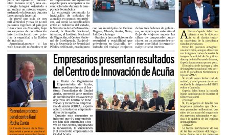 Portada RCG Fronteriza [19 de diciembre de 2025] Coahuila da la bienvenida a miles de paisanos con operativo especial ; Presentan resultados del Centro de Innovación de Acuña y más