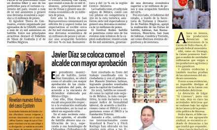 Portada RCG Fronteriza [20 de diciembre de 2025] El turismo genera desarrollo parejo en todas las regiones; Javier Díaz se coloca como el alcalde con mayor aprobación y más