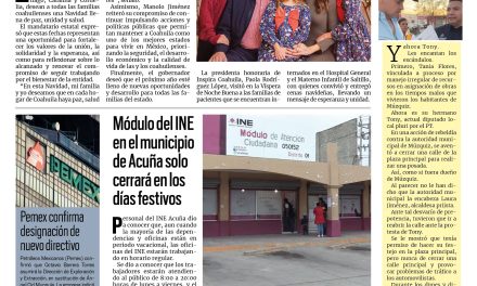 Portada RCG Fronteriza [25 de diciembre de 2025] Feliz Navidad, Coahuila: familia Jiménez Rodríguez; permanecerá en prisión; módulo del INE solo cerrará en días festivos y más…
