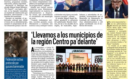Portada RCG Lagunera [3 de diciembre de 2025] Manolo Jiménez reconoce avances en Matamoros; ‘Llevamos a los municipios de la región Centro pa´delante’ y más