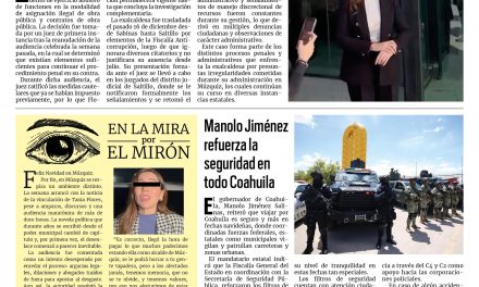 Portada RCG Lagunera [24 de diciembre de 2025] Tania Flores enfrentará la ley por abuso de poder en Múzquiz; Manolo Jiménez refuerza la seguridad en todo Coahuila y más…