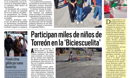 Portada RCG Lagunera [26 de diciembre de 2025] Se celebra la Navidad en Coahuila con saldo blanco; participan miles de niños en la ‘Biciescuelita’ y más…