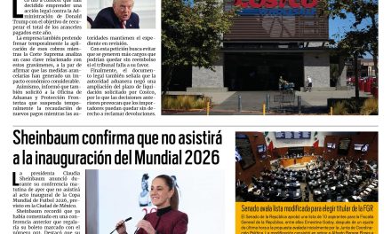 Portada RCG Nacional e Internacional [3 de diciembre de 2025] Costco interpone demanda en contra de Donald Trump; Sheinbaum confirma que no asistirá a la inauguración del Mundial y más