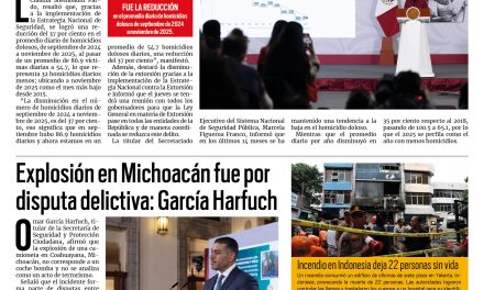 Portada RCG Nacional e Internacional [10 de diciembre de 2025] Disminuyen los homicidios dolosos en el país: Sheinbaum; Explosión en Michoacán fue por disputa delictiva: Harfuch y más
