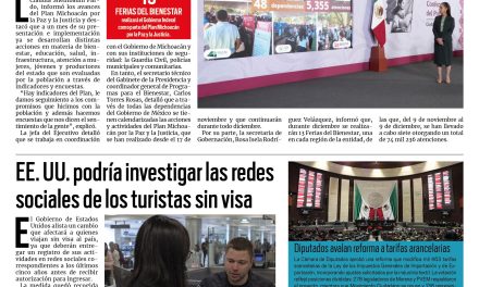 Portada RCG Nacional e Internacional [11 de diciembre de 2025] Claudia Sheinbaum presenta avances del Plan Michoacán; EE. UU. podría investigar las redes sociales de turistas sin visa y más