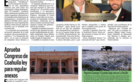 Portada RCG Nacional e Internacional [22 de diciembre de 2025] Pedro Haces y ‘El Limones’, nominados en los Gansos de Oro; Aprueba Congreso de Coahuila ley para regular anexos y más…