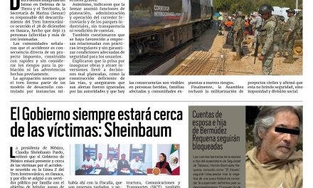 Portada RCG Nacional e Internacional [31 de diciembre de 2025] Responsabilizan a la Marina por la tragedia del Tren Interoceánico; el Gobierno siempre estará cerca de las víctimas: Sheinbaum y más…