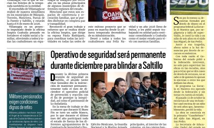 Portada RCG Media [1 de diciembre de 2025] Manolo Jiménez y Paola Rodríguez inauguran Villamagia 2025; operativo de seguridad será permanente durante diciembre para blindar a Saltillo y más