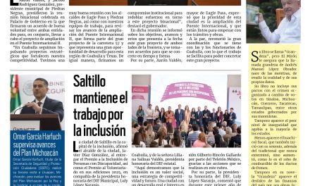 Portada RCG Media [4 de diciembre de 2025] Coahuila se alista para ampliación del Puente Internacional II; Saltillo mantiene el trabajo por la inclusión y más