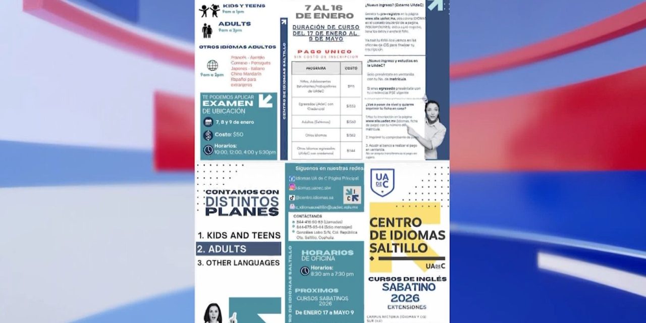 Abrirá Centro de Idiomas inscripciones a partir del siete de enero