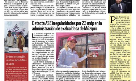 Portada RCG Carbonífera [2 de enero de 2026] Coahuila, líder en indicadores laborales; Cierre fronterizo frena exportación de ganado y golpea economía y más…