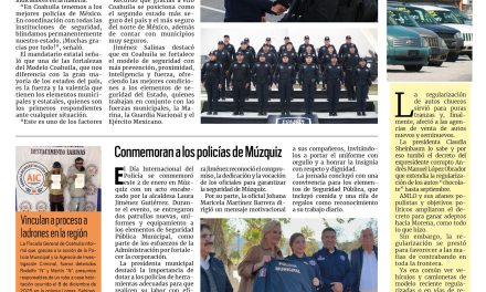Portada RCG Carbonífera [2 de enero de 2026] ‘Coahuila cuenta con los mejores policías de México’; conmemoran a los policías de Múzquiz y más…