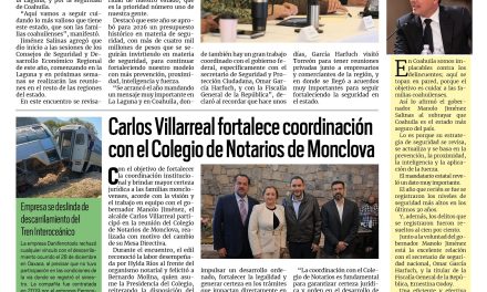 Portada RCG Centro [14 de enero de 2026] Vamos a seguir cuidando a las familias coahuilenses: Manolo Jiménez; Carlos Villarreal fortalece coordinación con el Colegio de Notarios de Monclova y más…